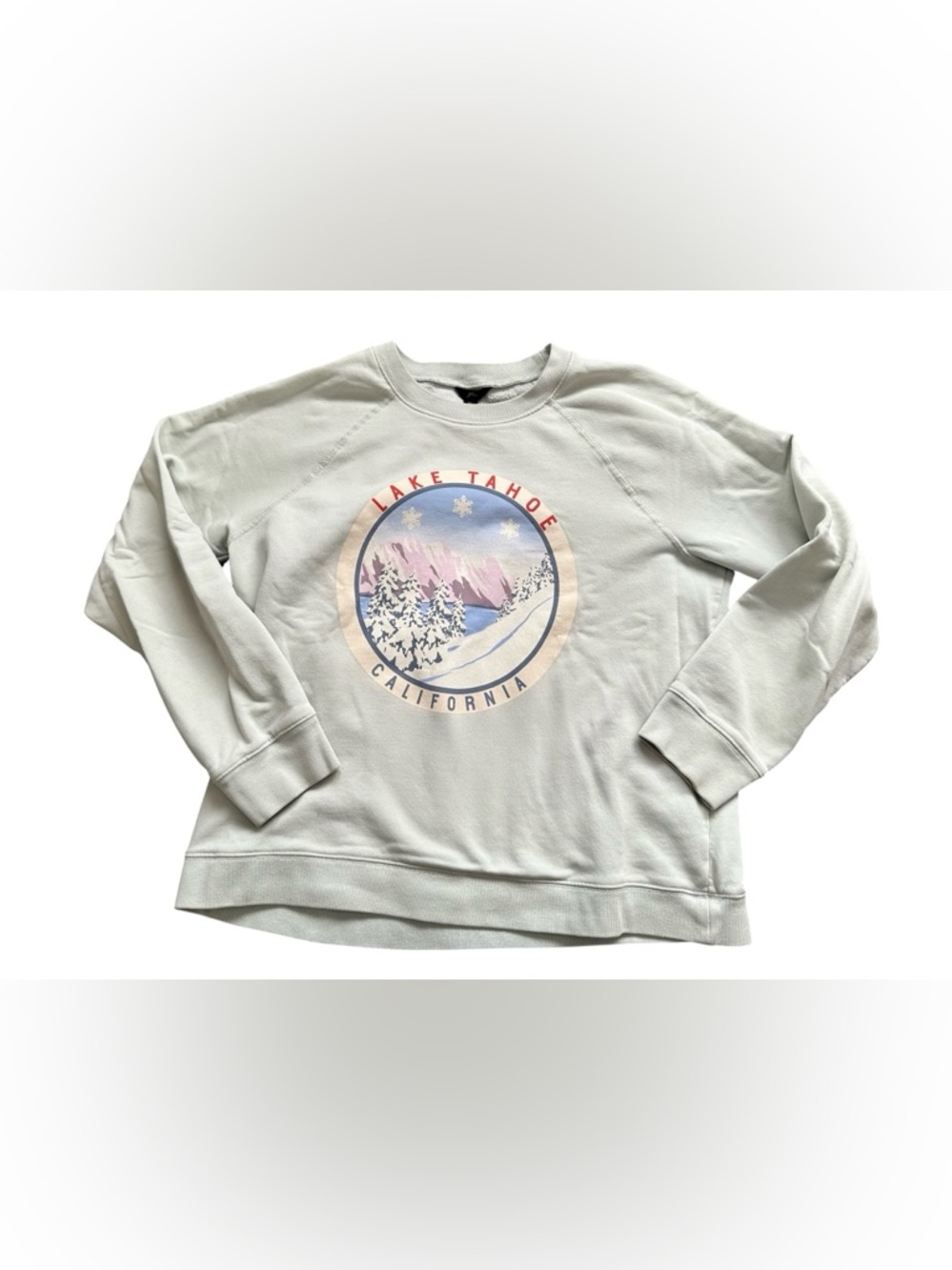 Lake Tahoe California Graphic Crewneck Sweatshirt - Light Sage